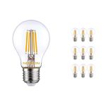 Multipack 10x Noxion Lucent LED E27 Pera Filamento Chiara 8.5W 1055lm - 827 Bianco Molto Caldo - Sostitutiva 75W