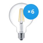 Multipack 6x Philips Corepro LED Globe E27 Filamento Chiara 95mm 7W 806lm - 827 Bianco Molto Caldo | Sostitutiva 60W