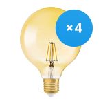 Multipack 4x Ledvance Vintage 1906 LED E27 Oro 4W 410lm - 824 Bianco Molto Caldo | Sostitutiva 40W