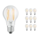 Multipack 10x Ledvance Classic LED E27 Pera Filamento Chiara 7.5W 1055lm - 827 Bianco Molto Caldo | Dimmerabile - Sostitua 75W