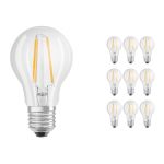 Multipack 10x Ledvance Classic LED E27 Pera Filamento Chiara 4.2W 470lm - 927 Bianco Molto Caldo | Miglior resa cromatica - Dimmerabile - Sostitua 40W
