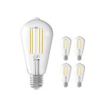 Multipack 5x Calex Smart Tuya Wifi E27 Edison Filamento 7W 806lm - 818-830 Regolabile Bianca | Dimmerabile - Sostitutiva 60W