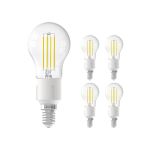 Multipack 5x Calex Smart Tuya Wifi E14 Sferica 4.5W 450lm - 818-830 Regolabile Bianca | Dimmerabile - Sostitutiva 40W 