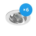 Multipack 6x Noxion Incasso Spot Drome MR16 Inclinabile Aluminium | Ritaglio 69mm - GU10 Attacco