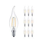 Multipack 10x Philips Corepro LED Candela E14 Punta attorcigliata Filamento Chiara 2W 250lm - 827 Bianco Molto Caldo | Sostitutiva 25W