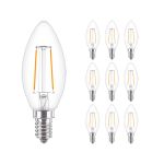Multipack 10x Philips Corepro LED Candela E14 Filamento Chiara 2W 250lm – 827 – Bianco Molto Caldo | Sostitutiva 25W