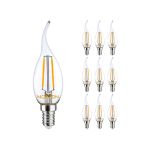 Multipack 10x Noxion Lucent LED E14 Punta attorcigliata Candela Filamento Chiara 2.5W 250lm - 827 Bianco Molto Caldo | Sostitutiva 25W