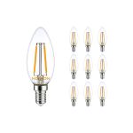 Multipack 10x Noxion Lucent LED E14 Candela Filamento Chiara 2.5W 250lm - 827 Bianco Molto Caldo | Dimmerabile - Sostitutiva 25W