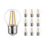 Multipack 10x Noxion Lucent Lustre LED E27 Sferica Filamento Chiara 2.5W 250lm - 827 Bianco Molto Caldo - Sostitutiva 25W