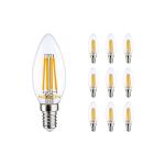 Multipack 10x Noxion Lucent LED E14 Candela Filamento Chiara 4.5W 470lm - 827 Bianco Molto Caldo | Sostitutiva 40W