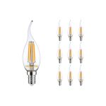 Multipack 10x Noxion Lucent LED E14 Punta attorcigliata Candela Filamento Chiara 4.5W 470lm - 827 Bianco Molto Caldo | Dimmerabile - Sostitutiva 40W