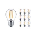 Multipack 10x Philips Master Value LED Lustre E27 Sferica Filamento Chiara 3.4W 470lm - 927 Bianco Molto Caldo | Miglior resa cromatica - Dimmerabile - Sostitutiva 40W
