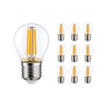 Multipack 10x Noxion Lucent LED E27 Sferica Filamento Chiara 4.5W 470lm - 827 Bianco Molto Caldo | Sostitutiva 40W