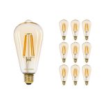 Multipack 10x Noxion Lucent LED E27 Edison Filamento Ambra 7.2W 630lm -  822 Bianco Molto Caldo | Dimmerabile - Sostitutiva 50W