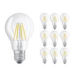 Multipack 10x Ledvance Classic LED E27 Pera Filamento Chiara 4W 470lm - 827 Bianco Molto Caldo | Sostitua 40W
