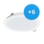 Multipack 6x Philips Downlight LED DN065B Metallo Bianca 19W 2000lm 110D - 830 Luce Calda | 225mm - Ritaglio 200mm - IP20