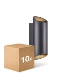 Multipack 10x Nordlux Nico Luce Da Parete Aluminium Nero Up & Down | IP54 - Adatto per 2x GU10