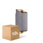 Multipack 10x Nordlux Nico Luce Da Parete Aluminium Antracite Up & Down | IP54 - Adatto per 2x GU10