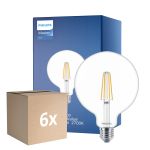 Multipack 6x Philips MASTER Value LED Globe E27 120mm Filamento Chiara 5.9W 806lm - 927 Bianco Molto Caldo | Miglior resa cromatica - Sostitutiva 60W