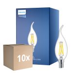 Multipack 10x Philips MASTER LED E14 Piegato-tip Candela Filamento Chiara 2.5W 340lm - 922-927 Dim To Warm | Miglior Resa Cromatica - Dimmerabile - Sostitutiva 25W