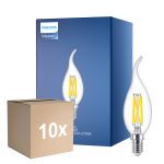 Multipack 10x Philips MASTER LED E14 Piegato-tip Candela Filamento Chiara 3.4W 470lm - 922-927 Dim To Warm | Miglior Resa Cromatica - Dimmerabile - Sostitutiva 40W