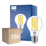 Multipack 10x Philips Master LED E27 Pera Filamento Chiara 10.5W 1521lm - 922-927 Dim To Warm | Miglior Resa Cromatica - Dimmerabile - Sostitutiva 100W