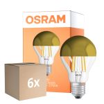 Multipack 6x Osram Classic LED E27 Pera Filamento Mirror Oro 4W 400lm - 827 Bianco Molto Caldo | Sostitutiva 35W