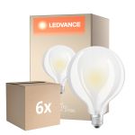 Multipack 6x Ledvance Classic LED E27 Globe Filamento Ghiaccio 11W 1521lm - 827 Bianco Molto Caldo | Sostitua 100W
