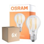Multipack 6x Osram LED Superstar E27 Pera Filamento Chiara 7.5W 1055lm - 940 Bianco Freddo | Miglior Resa Cromatica - Dimmerabile - Sostitutiva 75W