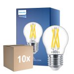 Multipack 10x Philips MASTER LED E27 Sferica Filamento Chiara 3.5W 470lm - 922-927 Dim To Warm | Miglior Resa Cromatica - Dimmerabile - Sostitutiva 40W