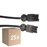 Multipack 25x Noxion GST - Compatibile Cavo di prolunga Nero - Maschio + Femmina - 1m - 3 pole 1,5mm2