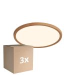 Multipack 3x Nordlux LED Luce da soffitto Oja 29 Legna 17W 1600lm - 827 Bianco Molto Caldo | Dimmerabile