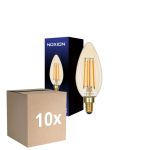 Multipack 10x Noxion Lucent LED E14 Candela Filamento Ambra B35 4.5W 400lm - 822 Bianco Molto Caldo | Dimmerabile - Sostitutiva 35W
