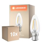 Multipack 10x Ledvance Classic LED B22 Candela Filamento Chiara 1.8W 250lm - 827 Bianco Molto Caldo | Sostitutiva 25W