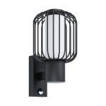 Eglo Luce Da Parete Ravello Acciaio Nero | IP44 - Adatto per 1x E27 - Sensore Di Movimento