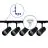 Bright Choice Set completo 1-Fase Rail L 1 x 2 Metro Nero | incl. 5x Faretti + GU10 2700K 3W Dimmerabile + Tappo Di Chiusura, Connettore di Alimentazione e L -Connettore