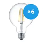 Multipack 6x Philips Corepro LED Globe E27 Filamento Chiara 95mm 7W 806lm - 827 Bianco Molto Caldo | Sostitutiva 60W