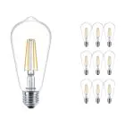 Multipack 10x Philips Corepro LED Bulbo E27 Edison Filamento Chiara 7W 806lm - 827 Bianco Molto Caldo | Sostitutiva 60W