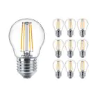Multipack 10x Philips Corepro LED Lustre E27 Sferica Filamento Chiara 4.3W 470lm - 827 Bianco Molto Caldo | Sostitutiva 40W