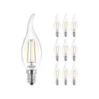 Multipack 10x Philips Corepro LED Candela E14 Punta attorcigliata Filamento Chiara 2W 250lm - 827 Bianco Molto Caldo | Sostitutiva 25W