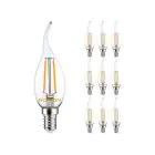 Multipack 10x Noxion Lucent LED E14 Punta attorcigliata Candela Filamento Chiara 2.5W 250lm - 827 Bianco Molto Caldo | Sostitutiva 25W