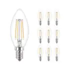 Multipack 10x Philips Corepro LED Candela E14 Filamento Chiara 4.3W 470lm - 827 Bianco Molto Caldo | Sostitutiva 40W