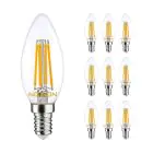 Multipack 10x Noxion Lucent LED E14 Candela Filamento Chiara 4.5W 470lm - 827 Bianco Molto Caldo | Dimmerabile - Sostitutiva 40W