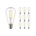 Multipack 10x Noxion Lucent LED E27 Pera Filamento Chiara 4W 470lm - 827 Bianco Molto Caldo | Sostitutiva 40W