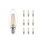 Multipack 10x Noxion Lucent LED E14 Candela Filamento Chiara 2.5W 250lm - 827 Bianco Molto Caldo | Sostitutiva 25W