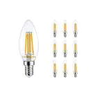 Multipack 10x Noxion Lucent LED E14 Candela Filamento Chiara 4.5W 470lm - 827 Bianco Molto Caldo | Sostitutiva 40W