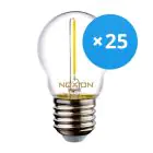 Multipack 25x Noxion Lucent LED E27 Sferica Filamento Chiara 1.4W 136LM - 827 Bianco Molto Caldo | Sostitutiva 15W