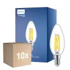 Multipack 10x Philips MASTER LED E14 Candela Filamento Chiara 5.9W 806lm - 922-927 Dim To Warm | Miglior Resa Cromatica - Dimmerabile - Sostitutiva 60W