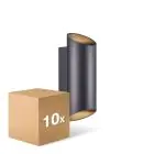 Multipack 10x Nordlux Nico Luce Da Parete Aluminium Nero Up & Down | IP54 - Adatto per 2x GU10