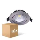 Multipack 10x Noxion LED Inclinabile Slim Faretti Argento Il Giro 6W 550lm 60D - 927 Bianco Molto Caldo | 85mm - IP54 - Dimmerabile - Miglior Resa Cromatica